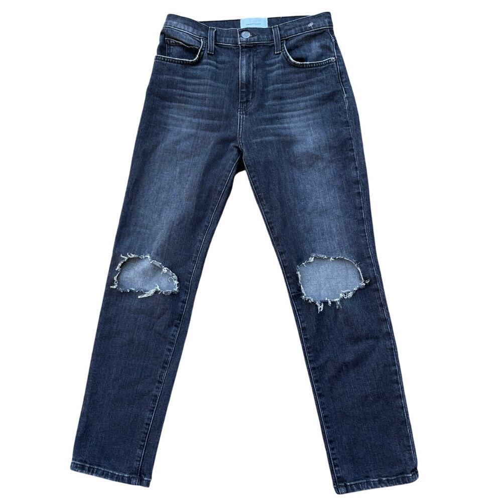 Current/Elliott Vintage Cropped Slim Torpedo D Black Distressed Jean - Read
